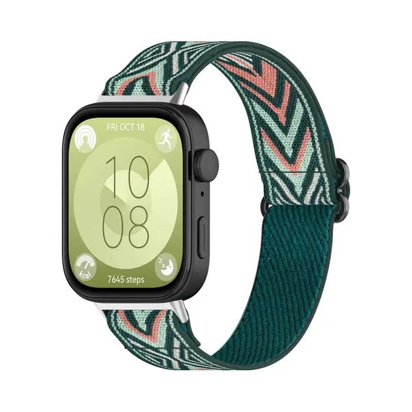 By Qubix Elastische Nylon Band - Green Arrow - Horlogebandje Geschikt Voor Huawei Watch Fit 3 - Fit 4 thumbnail