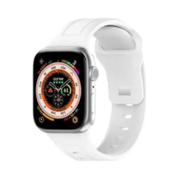 By Qubix Square Siliconen Band - Wit - Geschikt Voor Apple Watch 44 Mm - 45 Mm - 46 Mm - 49 Mm (Ultra 1, 2 En 3) thumbnail