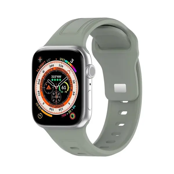 By Qubix Square Siliconen Band - Grijsgroen Licht - Geschikt Voor Apple Watch 38 Mm - 40 Mm - 41 Mm - 42 Mm thumbnail