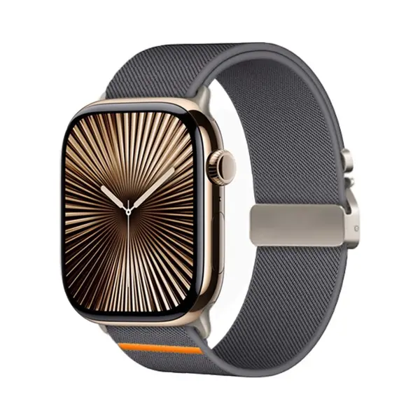 By Qubix Nylon Bandje Met Parachute Sluiting - Donkergrijs - Geschikt Voor Apple Watch 44 Mm - 45 Mm - 46 Mm - 49 Mm (Ultra 1, 2 En 3) - Compatible thumbnail