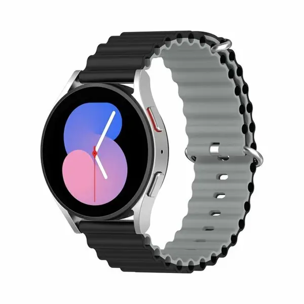 By Qubix - Smartwatch Bandje 22mm - Geschikt Voor Garmin Venu 4 - 45 Mm - Ocean Style Bandje - Zwart - Grijs - Geschikt Voor Garmin Bandje thumbnail