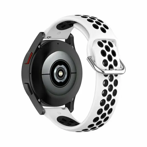 By Qubix - Smartwatch Bandje 22mm - Geschikt Voor Garmin Venu 4 - 45 Mm - Siliconen Sportbandje Met Gesp - Wit + Zwart - Geschikt Voor Garmin Bandje thumbnail