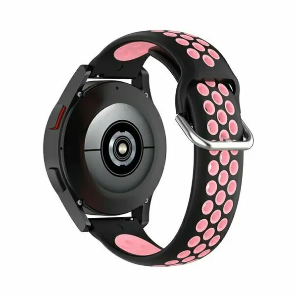 By Qubix - Smartwatch Bandje 22mm - Geschikt Voor Garmin Venu 4 - 45 Mm - Siliconen Sportbandje Met Gesp - Zwart + Lichtroze - Geschikt Voor Garmin thumbnail