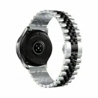 By Qubix - Smartwatch Bandje 22mm - Geschikt Voor Garmin Venu 4 - 45 Mm - Stalen Band - Zilver - Zwart - Geschikt Voor Garmin Bandje