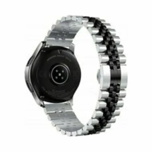 By Qubix - Smartwatch Bandje 22mm - Geschikt Voor Garmin Venu 4 - 45 Mm - Stalen Band - Zilver - Zwart - Geschikt Voor Garmin Bandje thumbnail