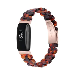 By Qubix - Geschikt Voor Fitbit Inspire 3 - Resin Schakelbandje - Amber Bruin