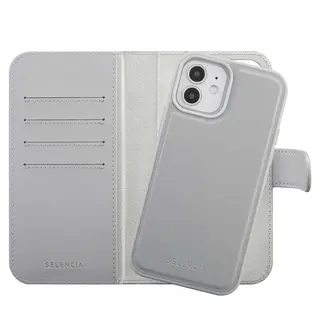 Selencia Hoesje - Geschikt Voor Apple IPhone 12 Pro / 12 - Olyn Uitneembare Bookcase Geschikt Voor MagSafe - Grijs