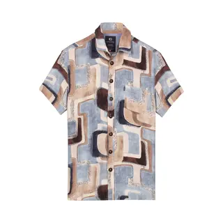 Giordano Casual Overhemd Korte Mouw Blauw
