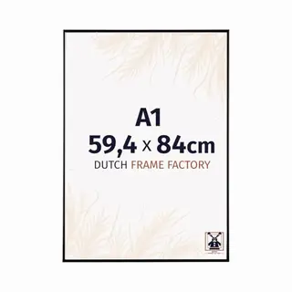 Dutch Frame Factory - Bilderrahmen Din A1 59, 4x84 Cm - Schwarz Hochglanz - Bilderrhamen Aus Kunststoff Mit Antireflex Kunstglas - Fotorahmen Din A1