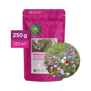 Mrs Seeds & Mixtures Wildbloemenmengsel - Eén- & Meerjarige Bloemzaden – Wilde Bloemen - 45 Bloemsoorten – 250 Gram - Voor 125 M² – Aantrekkelijk Voor Vlinders En