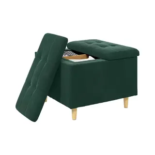 VidaXL Opslagottoman Met Kussen Donkergroen 60 X 60 X 45 Cm Fluweel