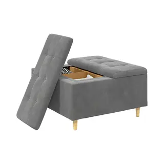 VidaXL - Opslagottoman - Met - Kussen - Donkergrijs - 80 - X - 80 - X - 45 - Cm - Fluweel