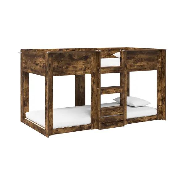 VidaXL Stapeld Bed Voor Kids Rook Eiken 90 X 200 Cm Bewerkt Hout thumbnail