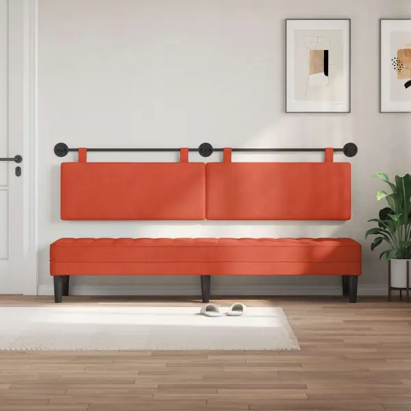 VidaXL Hängevorderseite Uni Rot-Orange 210 X 55 X 5 Cm Cordstoff, Modernes Rechteckiges Wandkopfteil, Platzsparendes, Weich Gepolstertes Kopfteil, thumbnail