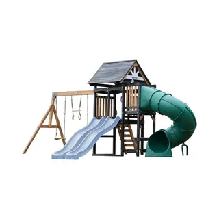 Axi Cody Speeltoestel Met Schommels, Trapeze En Klimwand – Pastel Blauwe Dubbele Glijbaan – Met Buisglijbaan - Met Picknickbank - Fsc 100% Hout