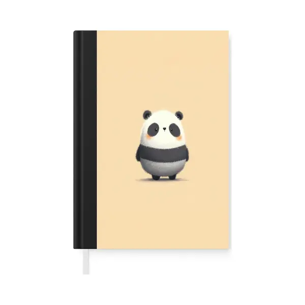 MuchoWow Notitieboek - Schrijfboek - Panda - Beige - Minimalistisch - Notitieboekje Klein - A5 Formaat - Schrijfblok thumbnail