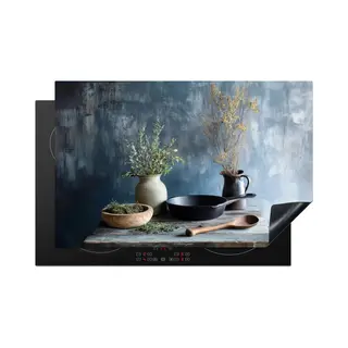 KitchenYeah® Inductie Beschermer 80.2x52.2 Cm - Stilleven - Kruiden - Rustiek - Kookplaataccessoires - Afdekplaat Voor Kookplaat - Inductiebeschermer