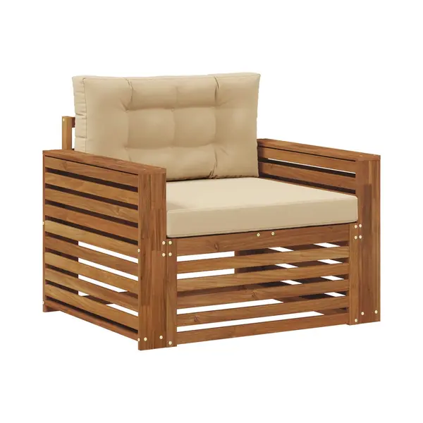 VidaXL - Buiten - Bank - Set - Massief - Acacia - Hout - En - Polyester - Naturel thumbnail