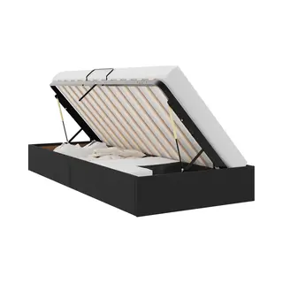 VidaXL Aufbewahrungsbett Mit Kopfteil Schwarz 90 X 190 Cm Samt