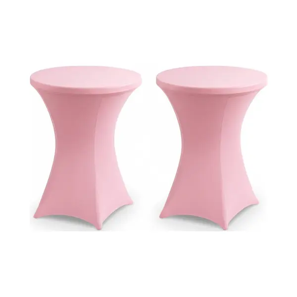 Brasq Statafelrok Roze - ∅80-74 X110 Cm - Set Van 2 - Statafelhoes - Stretch Rok - Tafelrok Voor Statafel thumbnail