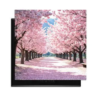 KitchenArt - Sakura Bliss – Inductie Beschermer - 60x52 Cm - Kookplaat Beschermer - Luxe Afdekplaat Inductieplaat - Anti-slip & Oprolbaar -