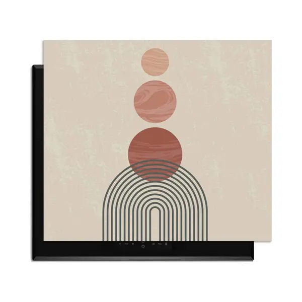 KitchenArt - Zen Circles – Japandi Inductie Beschermer - 52x35 Cm - Kookplaat Beschermer - Luxe Afdekplaat Inductieplaat - Anti-slip & Oprolbaar - thumbnail