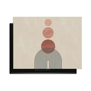KitchenArt - Zen Circles – Japandi Inductie Beschermer - 78x52 Cm - Kookplaat Beschermer - Luxe Afdekplaat Inductieplaat - Anti-slip & Oprolbaar -