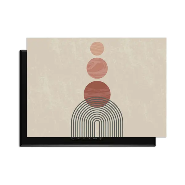 KitchenArt - Zen Circles – Japandi Inductie Beschermer - 86x52 Cm - Kookplaat Beschermer - Luxe Afdekplaat Inductieplaat - Anti-slip & Oprolbaar - thumbnail