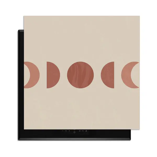 KitchenArt - Lunar Rhythm – Japandi Inductie Beschermer - 60x52 Cm - Kookplaat Beschermer - Luxe Afdekplaat Inductieplaat - Anti-slip & Oprolbaar - thumbnail