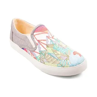 Inkkas Trek Dames Slip-on Sneaker – Natuurprint Met Bergen En Dieren – Lichtgewicht Ademend Canvas – Handgemaakt En Duurzaam, Maat 37