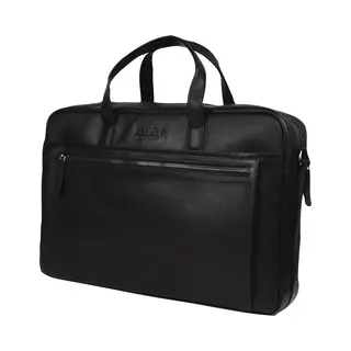 Dstrct Leren Business Laptoptas - 17 Inch Laptopvak Met Rits - Zwart - Luxe Volnerfleder