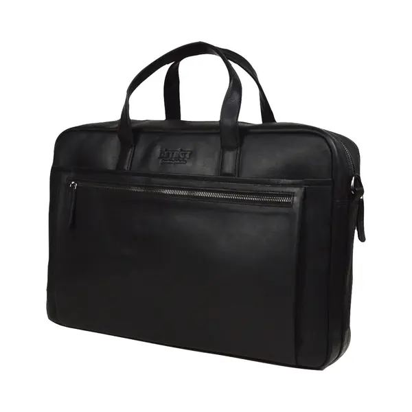 Dstrct Leren Business Laptoptas - 17 Inch Laptopvak Met Rits - Zwart - Luxe Volnerfleder thumbnail