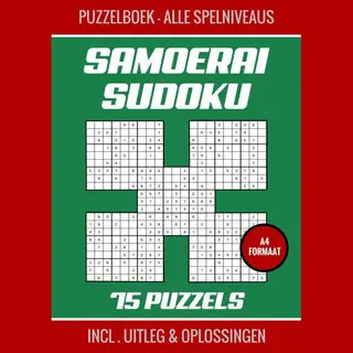 Samoerai Sudoku - Puzzelboek Met 75 Puzzels - Alle Spelniveaus