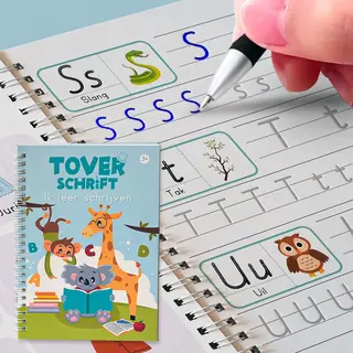 Toverschrift - Herbruikbaar Schrijfoefenboek Voor Kinderen | Leer Schrijven Met Verdwijnende Inkt En Ingeperste Lijnen