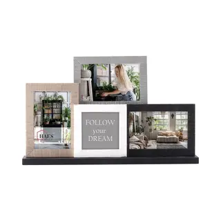 Haes Deco - Houten Collage / Multi Fotolijst Honfleur Met Standaard Voor Foto Formaat 10x10 En 3x 10x15 (formaat 42 X 27 Cm) - MP131