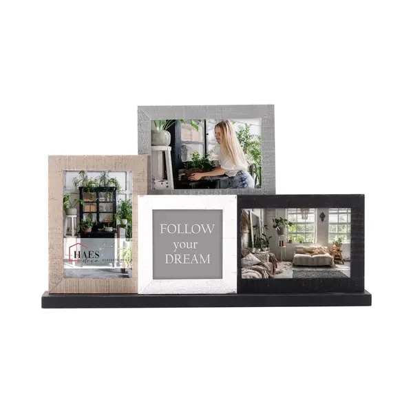 Haes Deco - Houten Collage / Multi Fotolijst Honfleur Met Standaard Voor Foto Formaat 10x10 En 3x 10x15 (formaat 42 X 27 Cm) - MP131 thumbnail