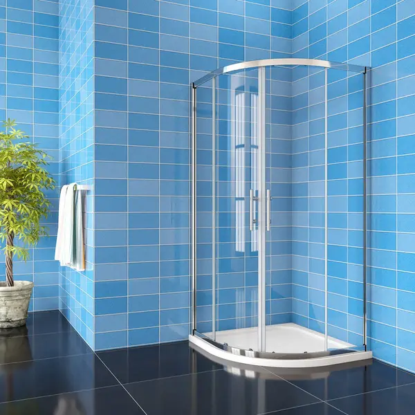 Aica Sanitair Douchecabine Kwartrond 80x80cm, 185cm Hoog thumbnail
