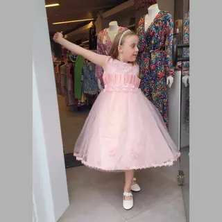Sprookjesachtig Communiekleed/feestkleed Voor Kinderen Met Hoepelrok - Roze - 12 Jaar