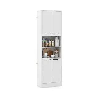 Costway Keukenkast, 190 Cm Hoog, Hoge Kast Met Deuren, Planken, Veiligheidsscharnieren En Kantelbeveiliging, Dressoir, Vrijstaand, Multifunctionele