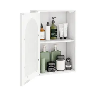 Costway Hangkast Voor Badkamer, Badkamerkast Met Glazen Deur En Verstelbare Plank, Wandkast Hout, Badkamerkast Hangend, Kast Voor Badkamer, Keuken, 35