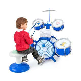 Costway Kinderdrumset - Drumstel Met Kruk En Voetpedaal - Vanaf 3 Jaar