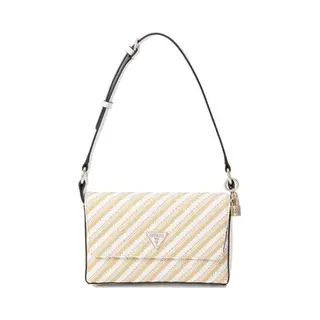 Guess Schoudertas Simona Flap Shoulder Bag Natural / White Veelkleurig