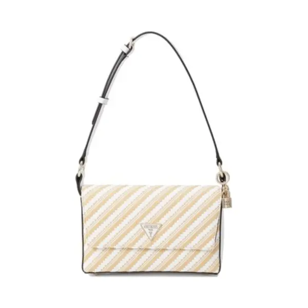 Guess Schoudertas Simona Flap Shoulder Bag Natural / White Veelkleurig thumbnail