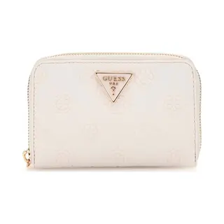 Guess, Damen, Portemonnaie, Portemonnee / Portefeuille Dames - Ritsportemonnee - Cresida - Beige, Beige, Weiss