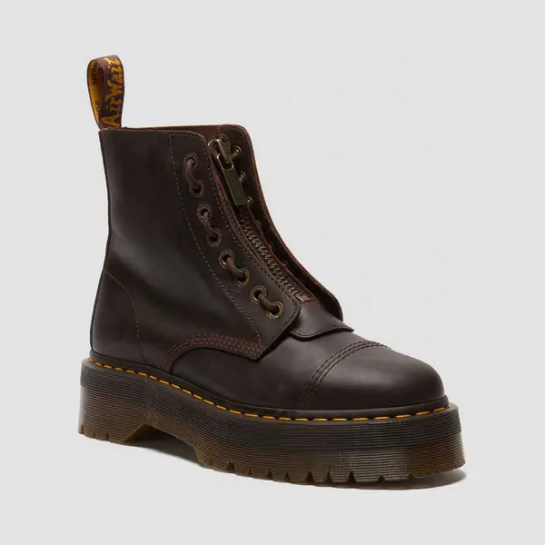 Dr. Martens Sinclair Crazy Horse Leder Plateaustiefel Schuhe In Braun, Größe, 36 thumbnail