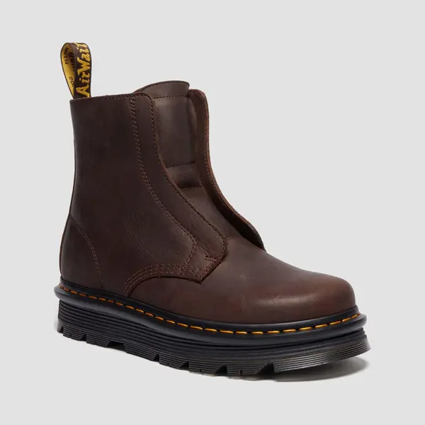 Dr. Martens Zebzag Laceless Slip On Leder Stiefel In Braun, Größe, 39 thumbnail