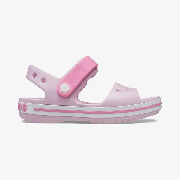 Crocs Crocband Sandals, Unisex-Kids Sandals, Lightweight And With Secure Fit, In Ballerina Pink Strap And Stripe Detail, Size J2 Uk thumbnail
