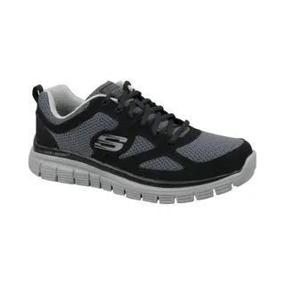 Skechers Burns Agoura Lage Sneakers Voor Heren, Zwart Leer/grijs Mesh/trim, 43 Eu