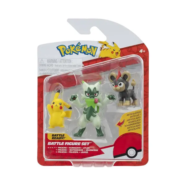 Pokémon PKW4087 - Battle Figure Set - Leufeo, Pikachu, Feliospa, Offizielles Figuren Set thumbnail