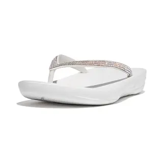 Fitflop Women's Sparkle Classic IQushion Flip Flops - Lightweight & Comfortable With Natural Arch Support - Urban White - 8 Uk